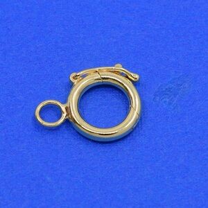 14k Solid Yellow Gold Snap Lock Charm Clip Holder Connector Clasp w/ Jump Ring